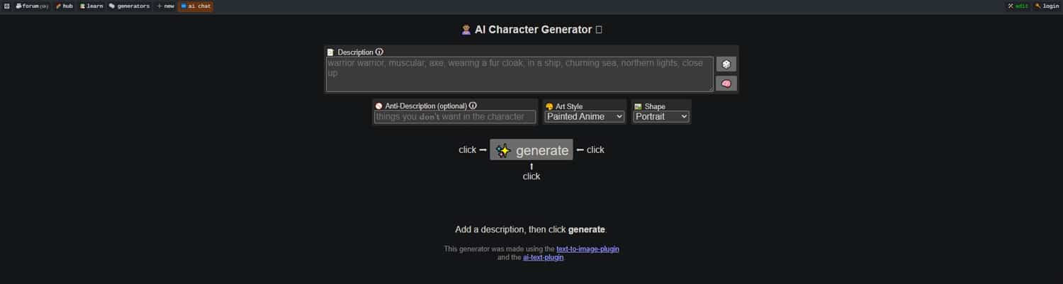 Perchance AI generator